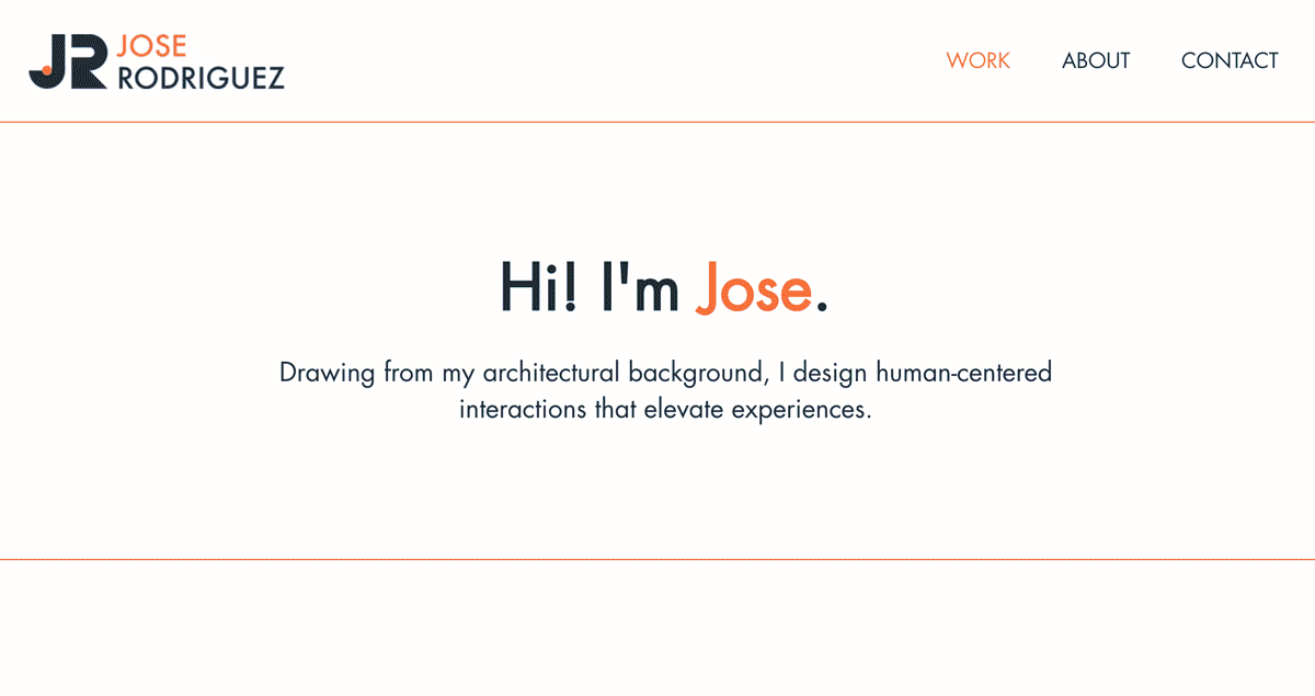 GIF of a UX design portfolio. 