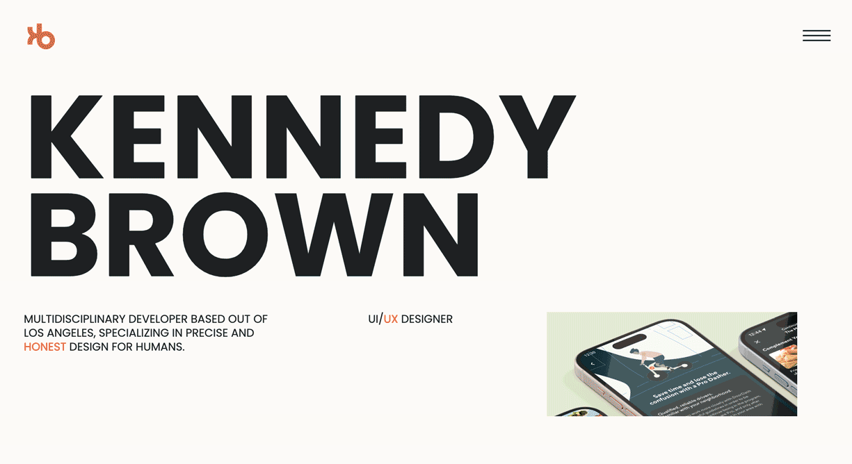GIF of a UX design portfolio. 