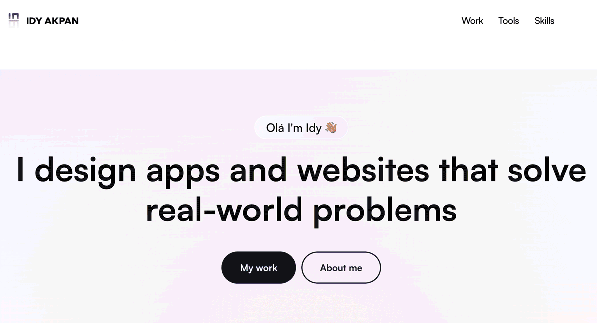 GIF of a UX design portfolio. 