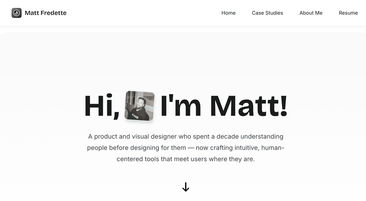 GIF of a UX design portfolio. 