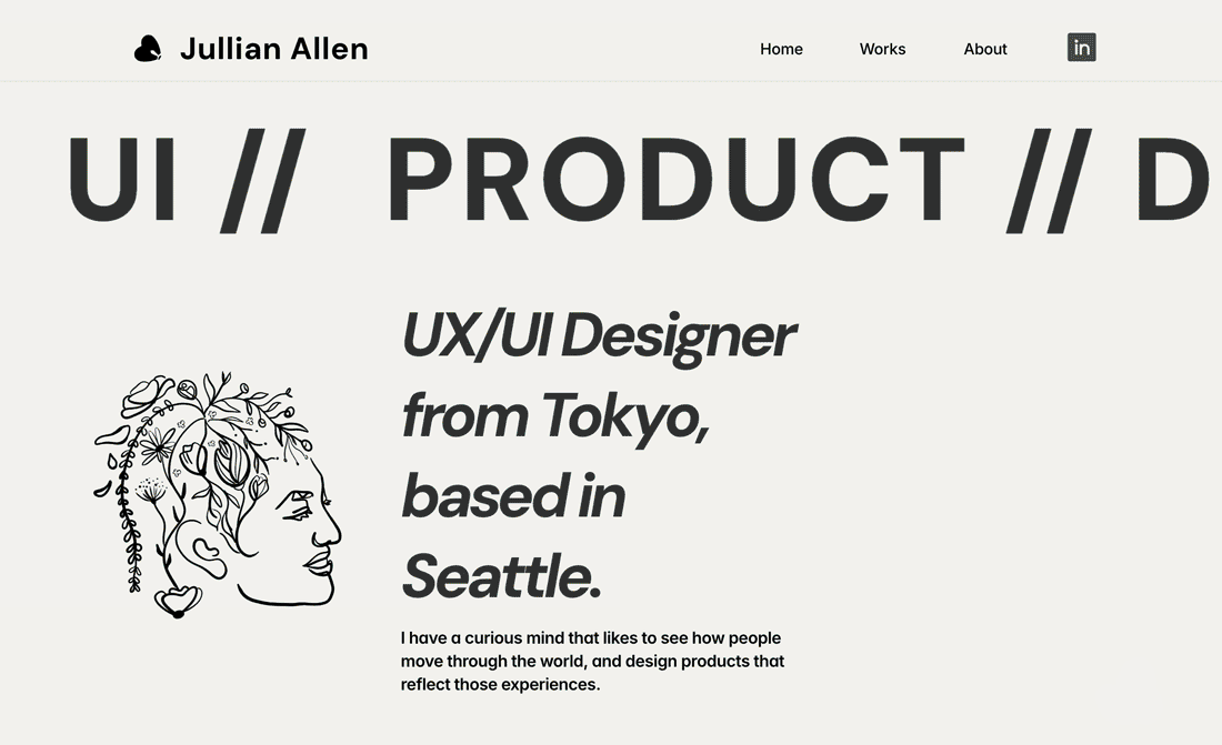 GIF of a UX design portfolio. 