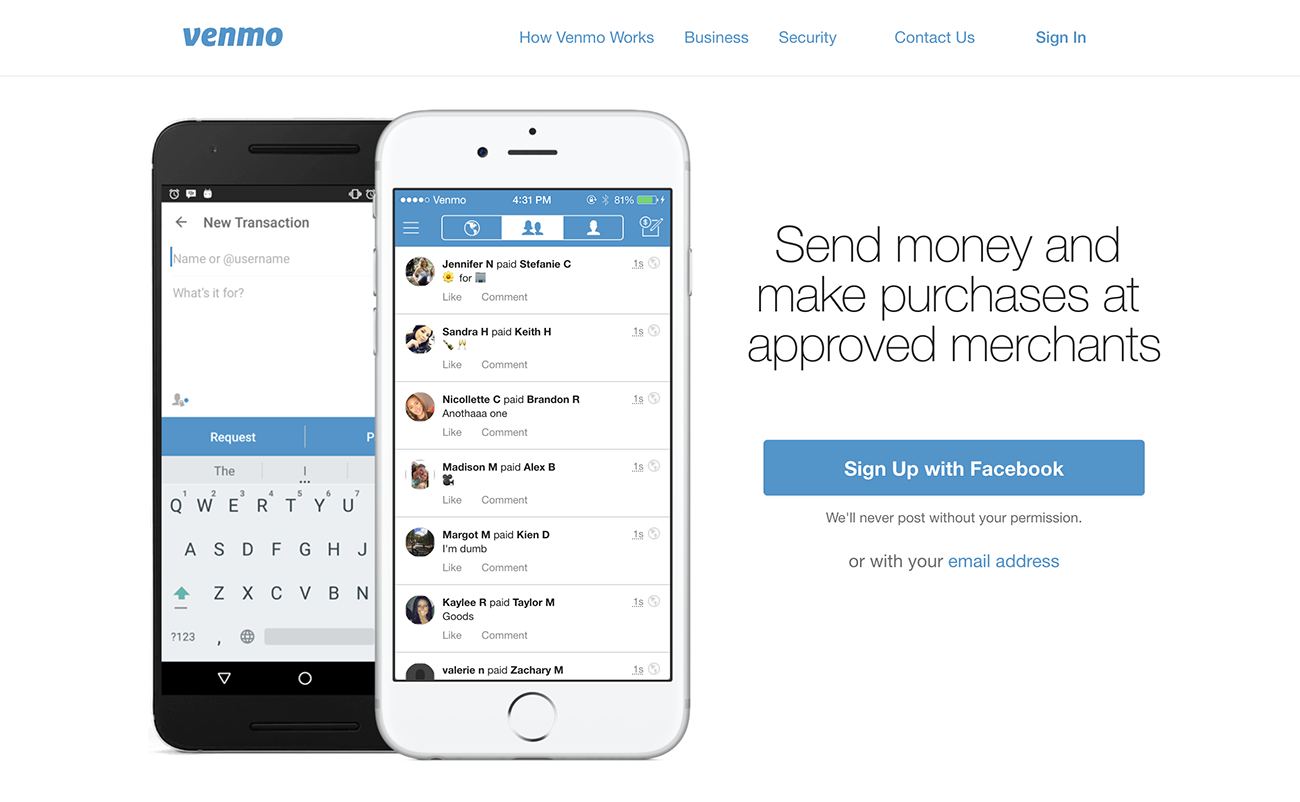 Venmo microcopy