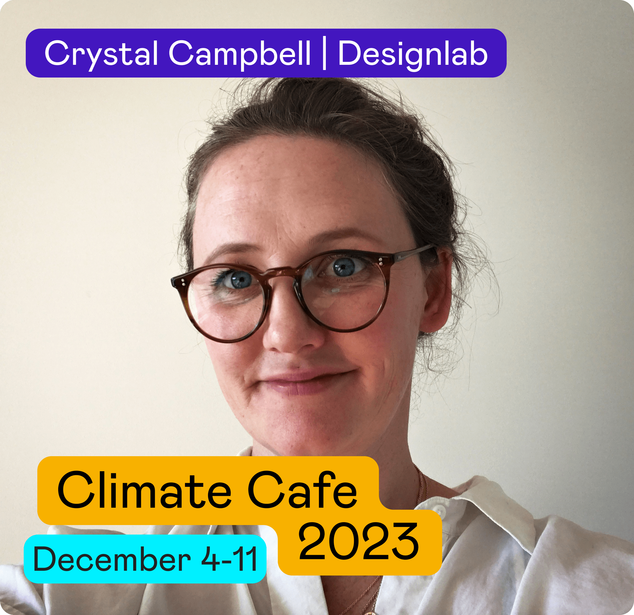 Webinar banner for Climate Cafe event with Crystal Campbell
